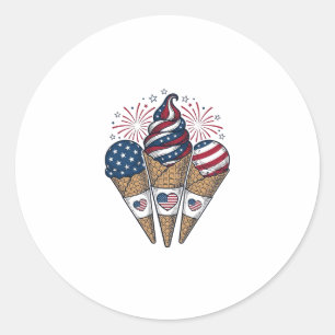 Patriotic Ice Cream Cones Vintage Fourth of July S Classic Round Sticker