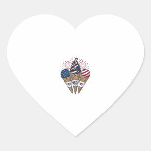 Patriotic Ice Cream Cones Vintage Fourth of July S Heart Sticker