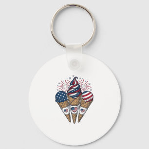 Patriotic Ice Cream Cones Vintage Fourth of July S Key Ring