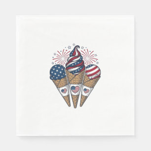 Patriotic Ice Cream Cones Vintage Fourth of July S Napkin