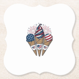 Patriotic Ice Cream Cones Vintage Fourth of July S Paper Coaster