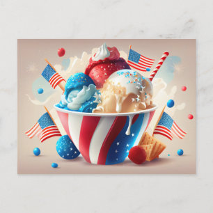 Patriotic Ice Cream Dessert Postcard