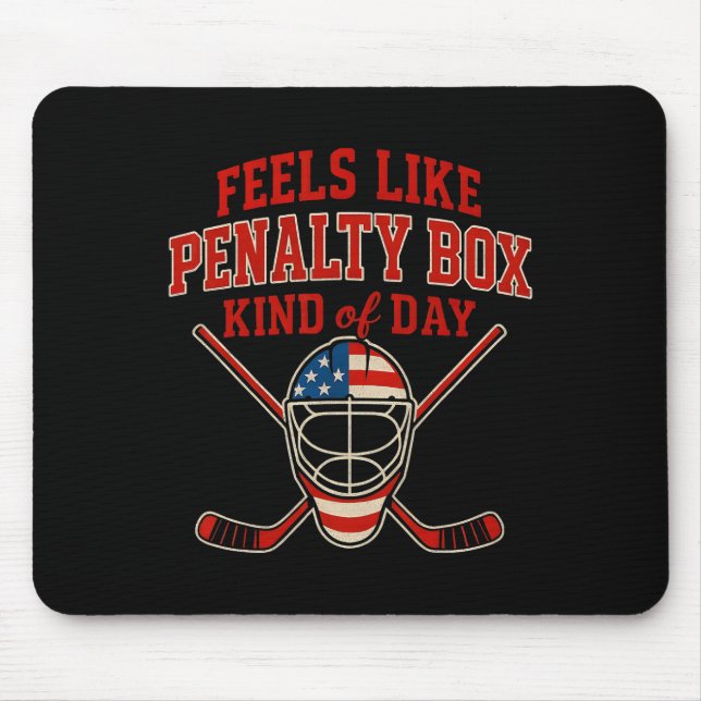 Patriotic Ice Hockey 4th Of July Flag Funny Hockey Mouse Mat (Front)