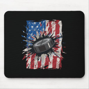 Patriotic Ice Hockey 4th Of July Men Usa American Mouse Mat