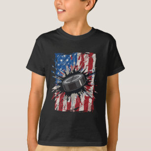 Patriotic Ice Hockey 4th Of July Men Usa American T-Shirt