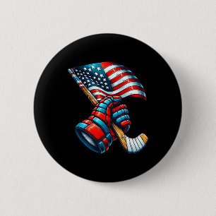 Patriotic Ice Hockey 4th Of July Usa Independence 6 Cm Round Badge