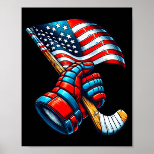 Patriotic ice hockey 4th of july usa independence poster