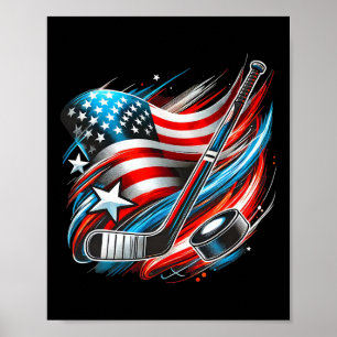 Patriotic Ice Hockey 4th Of July Usa Independence  Poster