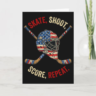 Patriotic Ice Hockey Skate Shoot Score Repeat Usa Card
