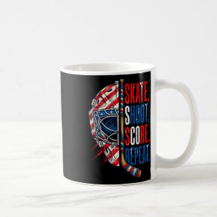 Patriotic Ice Hockey Skate Shoot Score Repeat Usa Coffee Mug
