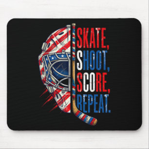 Patriotic Ice Hockey Skate Shoot Score Repeat Usa Mouse Mat