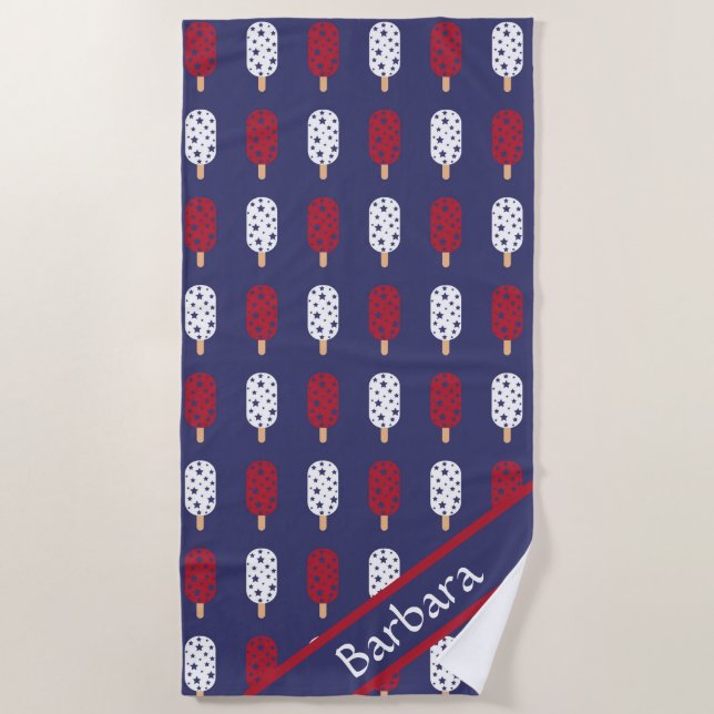 Patriotic Ice Pops Beach Towel (Front)