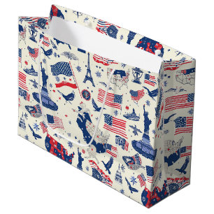 Patriotic Icons - Statue of Liberty, Flag (2) Large Gift Bag
