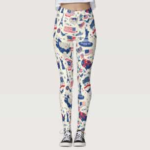 Patriotic Icons - Statue of Liberty, Flag (2) Leggings