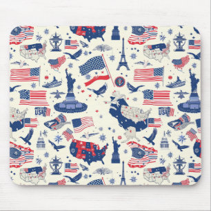 Patriotic Icons - Statue of Liberty, Flag (2) Mouse Mat
