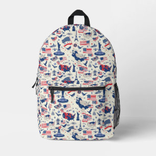 Patriotic Icons - Statue of Liberty, Flag (2) Printed Backpack