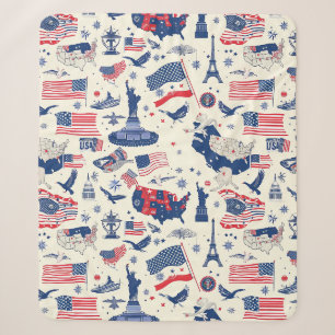 Patriotic Icons - Statue of Liberty, Flag (2) Sherpa Blanket