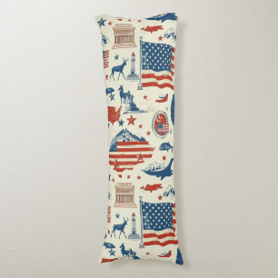 Patriotic Icons - Statue of Liberty, Flag (3) Body Cushion
