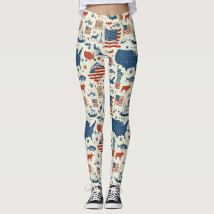 Patriotic Icons - Statue of Liberty, Flag (3) Leggings