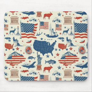 Patriotic Icons - Statue of Liberty, Flag (3) Mouse Mat