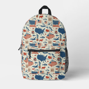 Patriotic Icons - Statue of Liberty, Flag (3) Printed Backpack