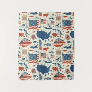 Patriotic Icons - Statue of Liberty, Flag (3) Tapestry