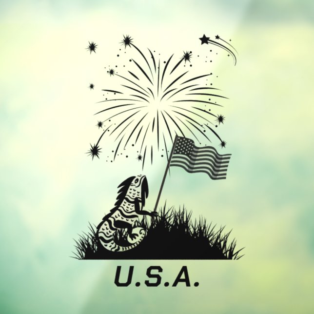 Patriotic Iguana July 4th Window Cling (Sheet 3)