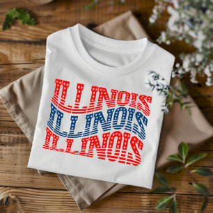 Patriotic Illinois Red and Blue Boho T-Shirt 