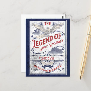 Patriotic In Loving Memory Veteran Funeral  Postcard