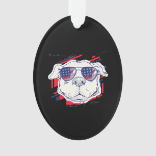 Patriotic Independence Day Bulldog Lover Gifts Ornament
