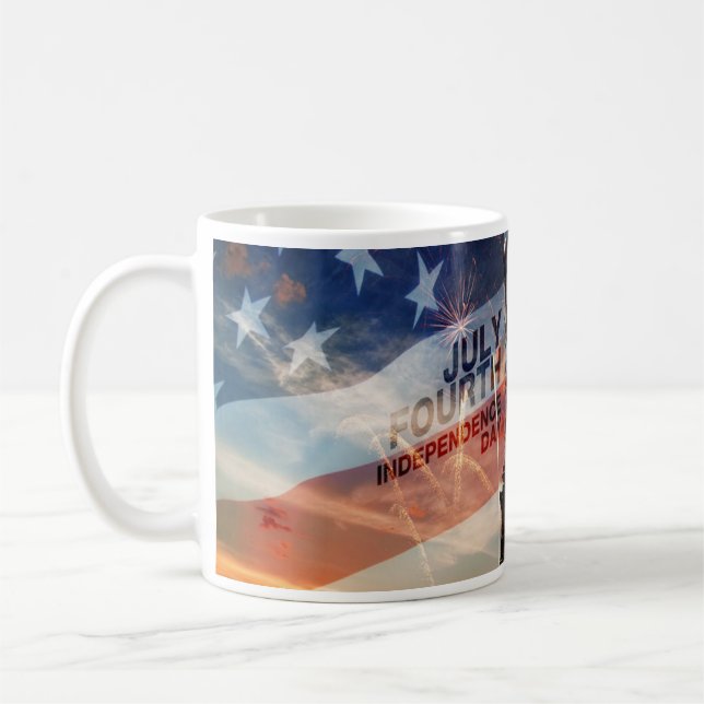 Patriotic independence day lady liberty USA mug (Left)