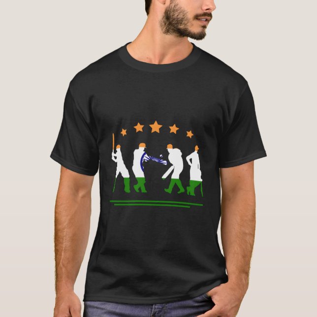 Patriotic Indian Cricketer Elephant Indian Cricket T-Shirt (Front)