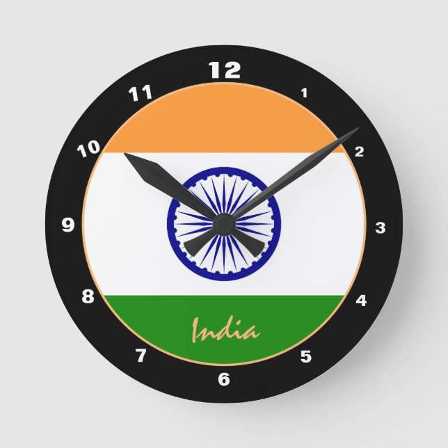 Patriotic Indian Flag, India trendy Home / design Round Clock (Front)