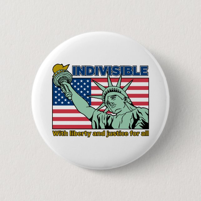 Patriotic-Indivisible-Liberty & Justice for All 6 Cm Round Badge (Front)