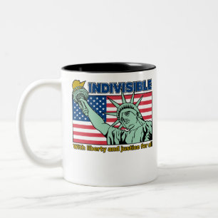 Patriotic-Indivisible-Liberty & Justice for All Two-Tone Coffee Mug