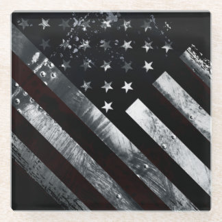 Patriotic Industrial American Flag Glass Coaster