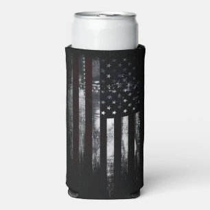 Patriotic Industrial American Flag Seltzer Can Cooler