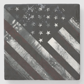 Patriotic Industrial American Flag Stone Coaster