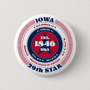 Patriotic Iowa Circle with State Details 6 Cm Round Badge