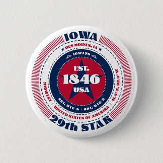 Patriotic Iowa Circle with State Details 6 Cm Round Badge