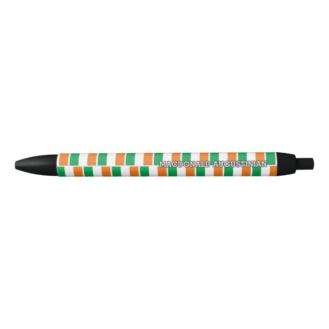Patriotic IRELAND FLAG Personalised Black Ink Pen (Front)