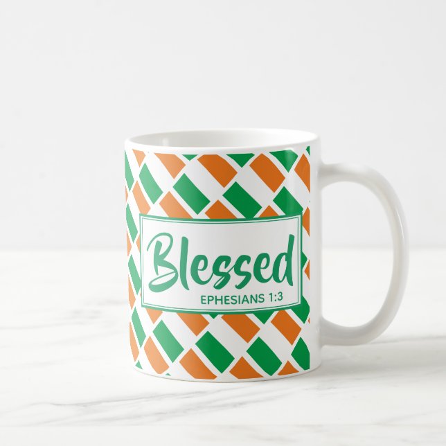 Patriotic IRELAND FLAG Personalised BLESSED Irish Coffee Mug (Right)