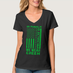 Patriotic Irish American Flag Electrician St Patri T-Shirt