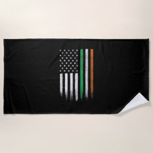Patriotic Irish American Flag Ireland St. Patrick' Beach Towel