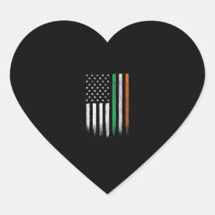 Patriotic Irish American Flag Ireland St. Patrick' Heart Sticker