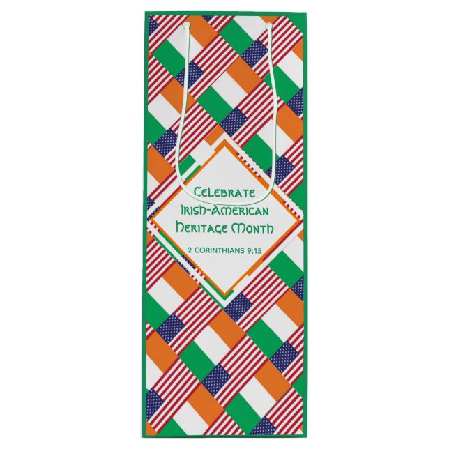 Patriotic Irish American Flags Wine Gift Bag (Front)