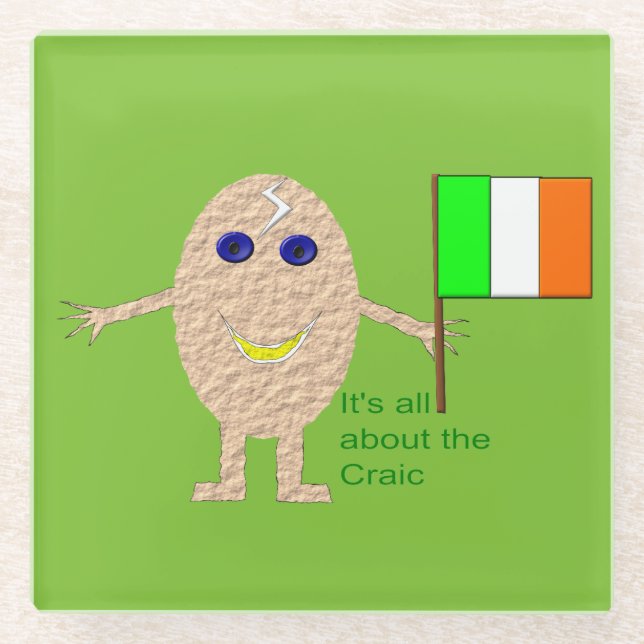 Patriotic Irish Egg Glass Coaster (Front)