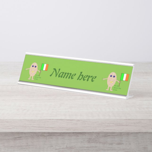 Patriotic Irish Egg Personalised Desk Name Plate (Front)