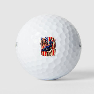 Patriotic Irish Setter American Flag Dog Golf Balls
