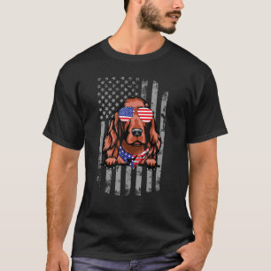Patriotic Irish Setter Dog American Flag 4th of Ju T-Shirt